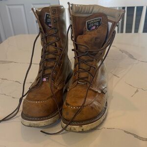 Carolina Men’s Brown Leather Work Boots — Lace-Up Moc Toe